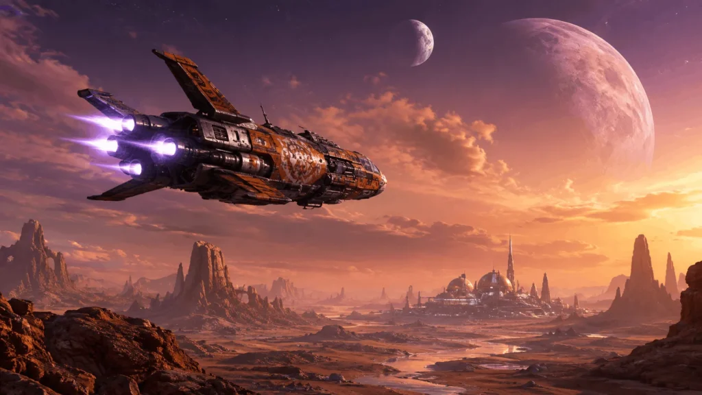 Spaceship exploring an alien planet, one of the best games on Xbox Game Pass