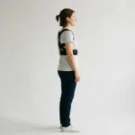 Person wearing one of the best posture correctors, a figure-8 back brace, over a t-shirt
