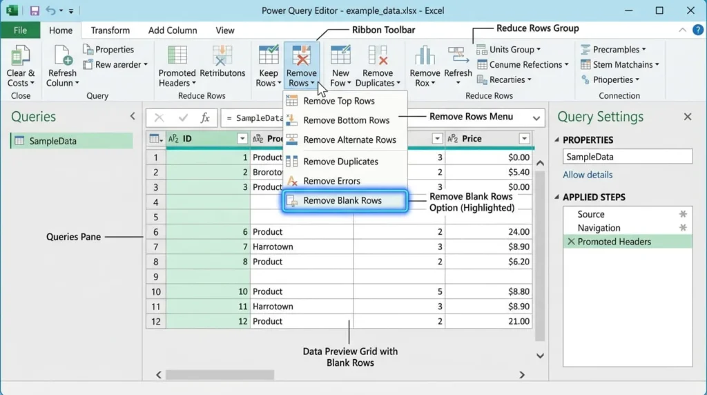 Power Query editor removing blank rows in Excel automatically