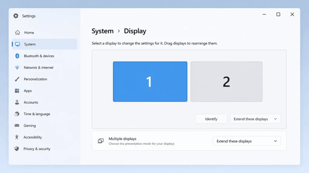Windows Display Settings for Setting Up Two Monitors
